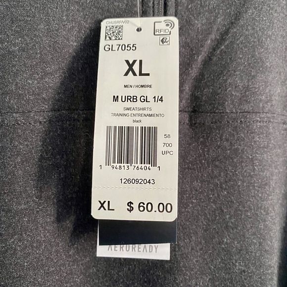 Adidas Aeroready Mens XL Charcoal Gray 1/4 Zip Long Sleeve Pullover Shirt GL7055 - Picture 6 of 11